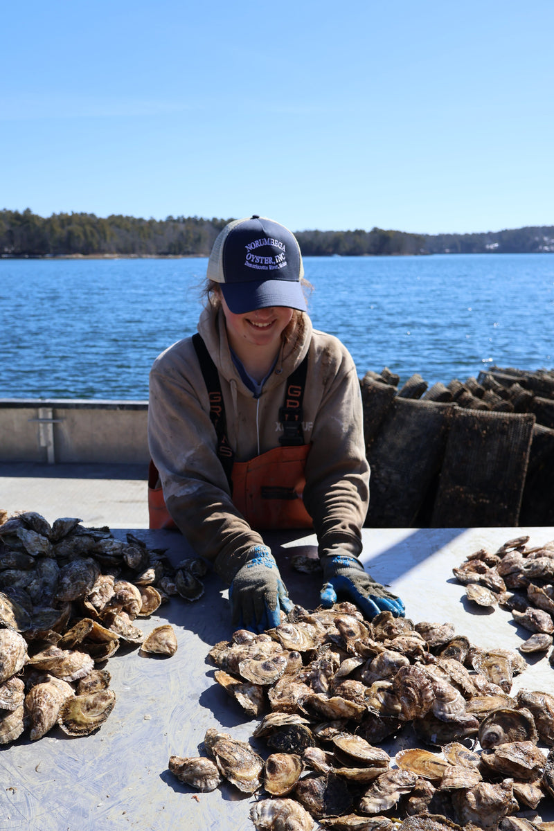 Norumbega Oyster embroidered farm hat